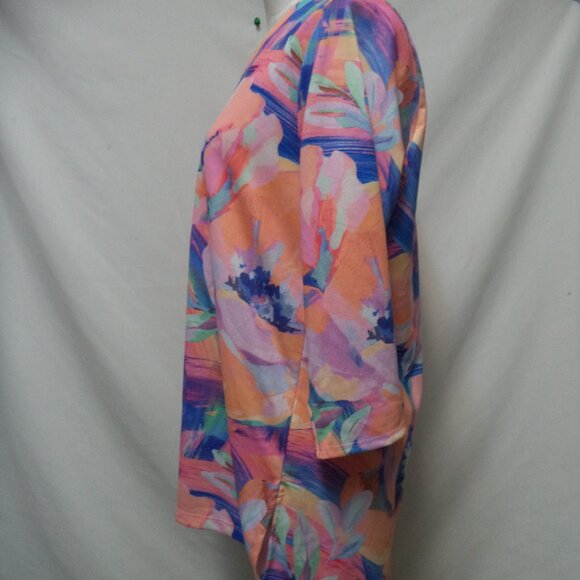 Soft Surroundings Felisa knit Floral tunic top blouse V-neck Size Sz Large Lg L - Picture 6 of 13